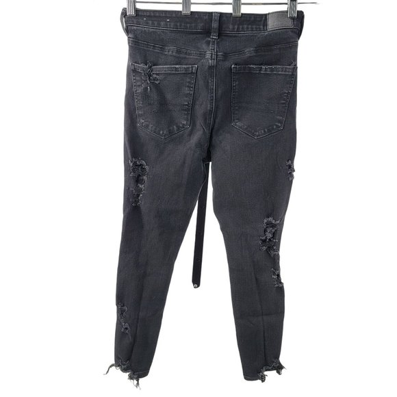 American Eagle Short Dream Jeans Black Ripped Highest Waist Jegging Distressed 6 - Picture 7 of 11